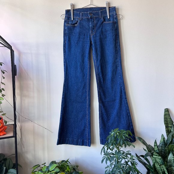 Gently Worn, but Lovingly Cared For, X2 Quality Denim Striped Flare Jeans - Picture 1 of 13
